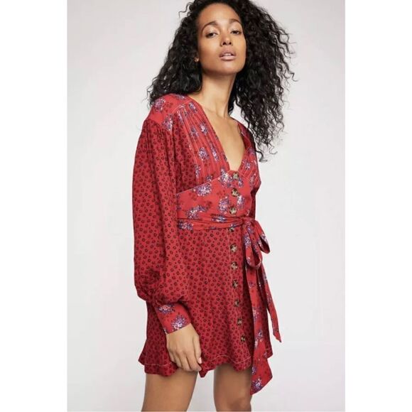 Free People - Women's Wonderland Printed Mini Dress size XS - Picture 2 of 10